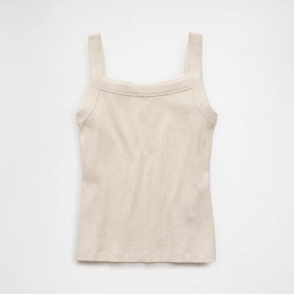 AE Daily Fave Tank Top Oatmeal Heather NWOT Large - Picture 2 of 4